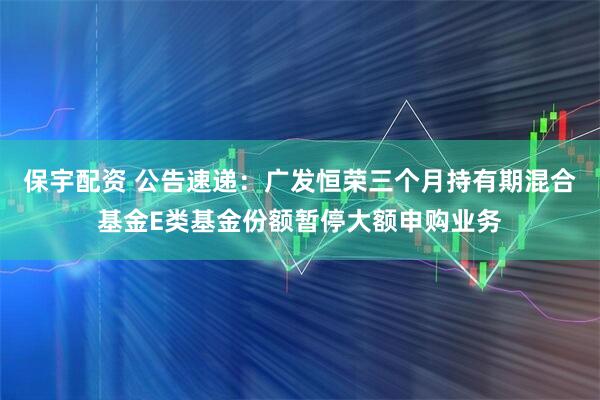 保宇配资 公告速递：广发恒荣三个月持有期混合基金E类基金份额暂停大额申购业务