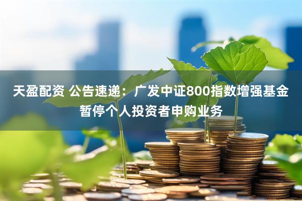 天盈配资 公告速递：广发中证800指数增强基金暂停个人投资者申购业务