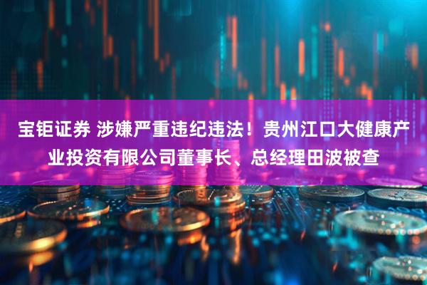 宝钜证券 涉嫌严重违纪违法！贵州江口大健康产业投资有限公司董事长、总经理田波被查