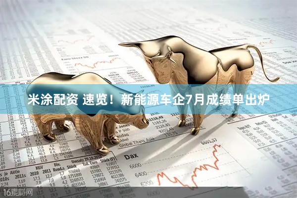 米涂配资 速览！新能源车企7月成绩单出炉
