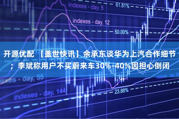 开源优配 【盖世快讯】余承东谈华为上汽合作细节；李斌称用户不买蔚来车30%-40%因担心倒闭