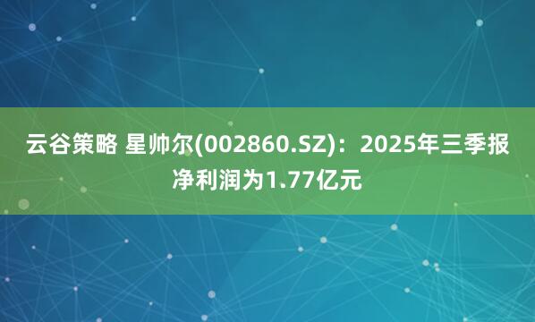 云谷策略 星帅尔(002860.SZ)：2025年三季报净利润为1.77亿元